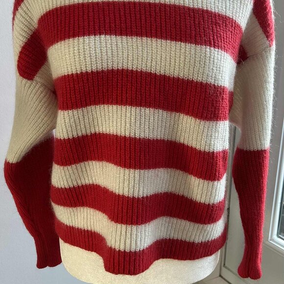 ViCOLO Made in Italy Red & Ivory Stripe Lurex Ultra-Soft Ribbed Sweater – US M - Picture 4 of 12